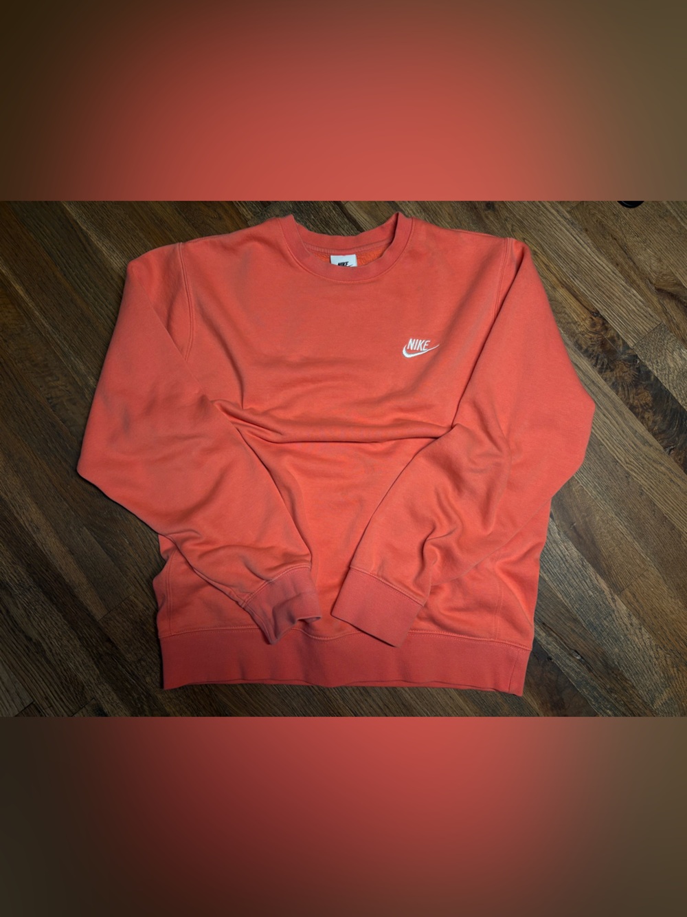 Nike Men's Coral-Orange Crewneck Sweatshirt